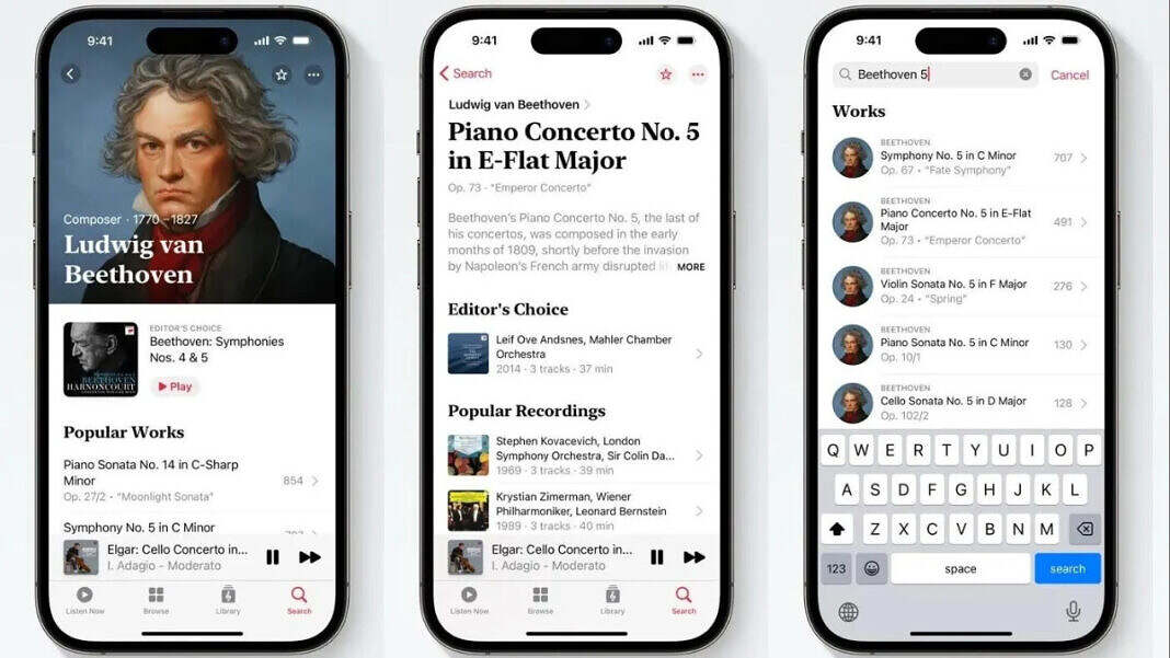Capturas de pantalla de Apple Music Classical